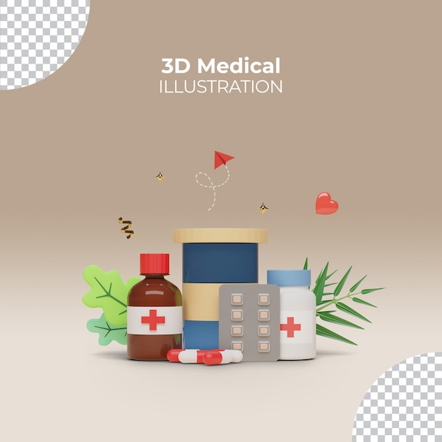 Equipamento médico 3d ilustração de medicina realista