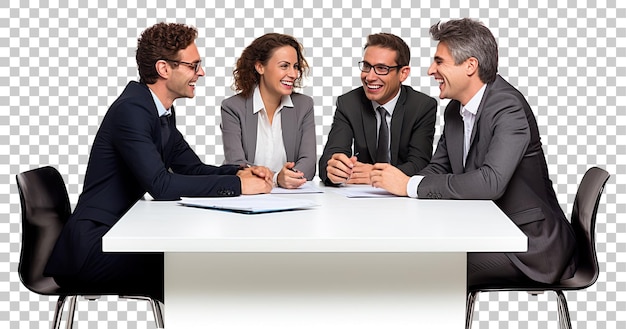 Equipe de pessoas de negócios brainstorming na mesa isolada em fundo transparente