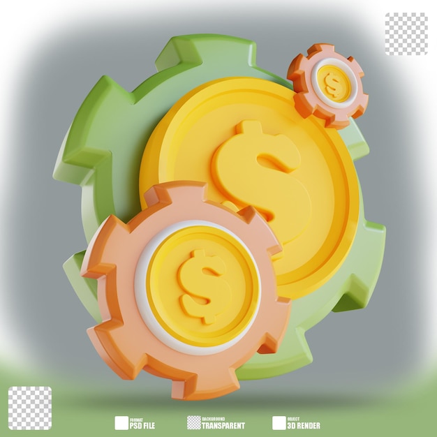 Équipement d'affaires d'illustration 3D et argent moking 3