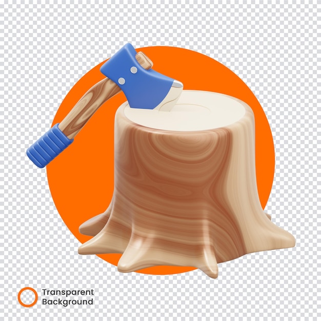 équipement de camping à coupe de hache fond transparent 3D