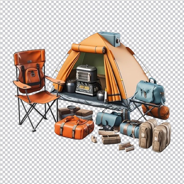 Equipement De Camping Psd 3d Sur Un Fond Isolé Et Transparent