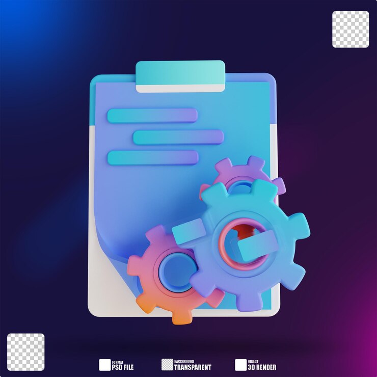 PSD équipement et document de gestion de contenu d'illustration 3d
