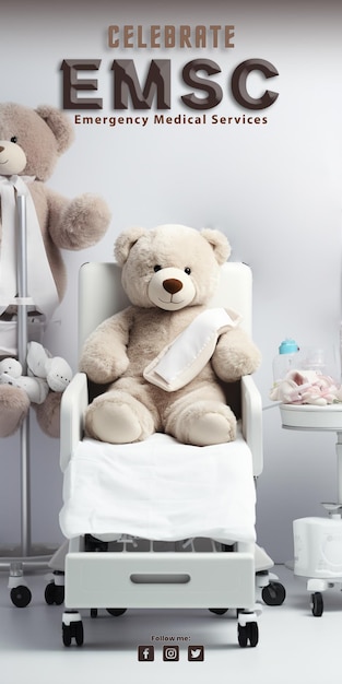 PSD Équipements médicaux et ours en peluche intelligence artificielle générative