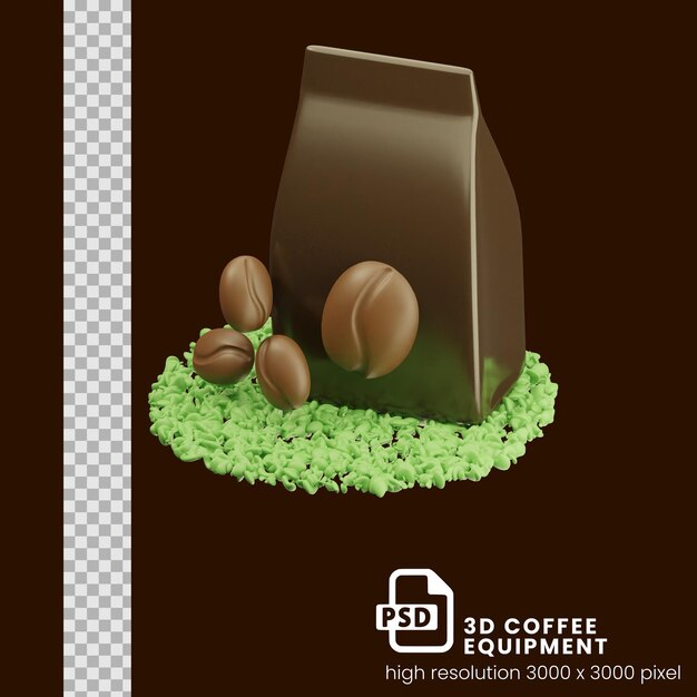 PSD equipo de café ilustración 3d