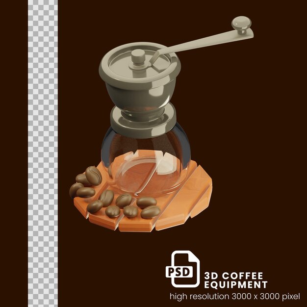 PSD equipo de café ilustración 3d