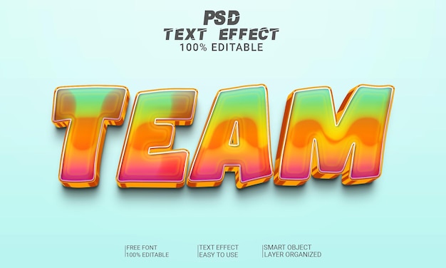 Equipo de estilo de efecto de texto 3D Archivo PSD