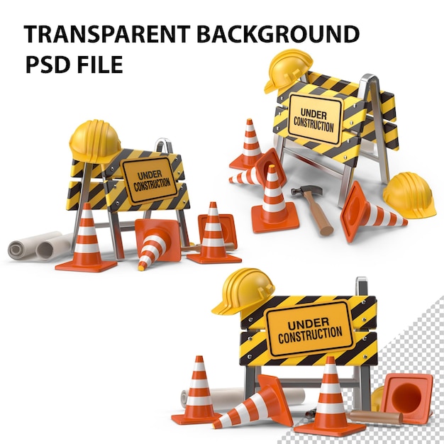 Equipo de señalización viaria en construcción PNG