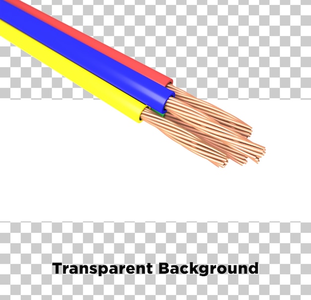 Equipos de energía y tecnología de cables eléctricos aislados sobre un fondo transparente