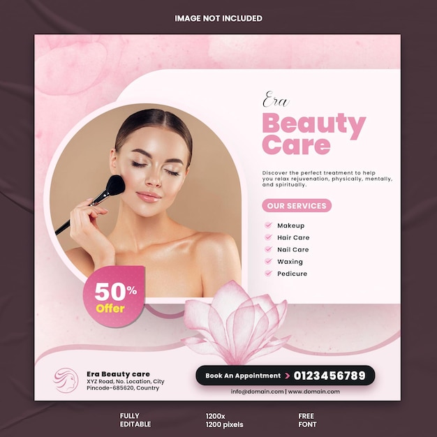 Era Beauty Care Belleza y spa plantilla de publicación y banner en las redes sociales