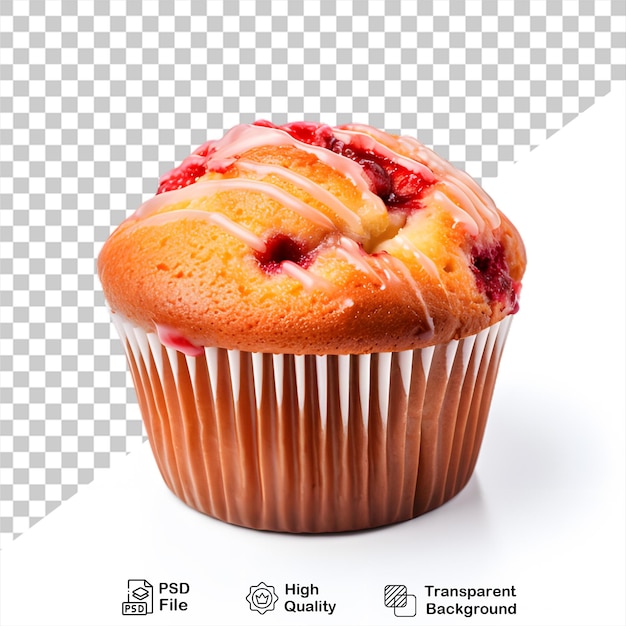 PSD erdbeer-cupcake, isoliert auf durchsichtigem hintergrund, enthält eine png-datei