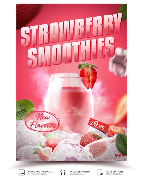 Erdbeer-smoothie-werbeplakat-vorlage