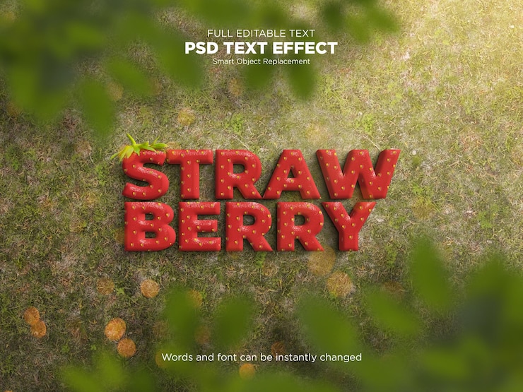 PSD erdbeere bearbeitbares texteffektmodell