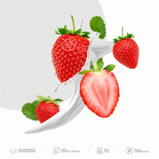 Erdbeermilch-Smoothie auf durchsichtigem Hintergrund PSD
