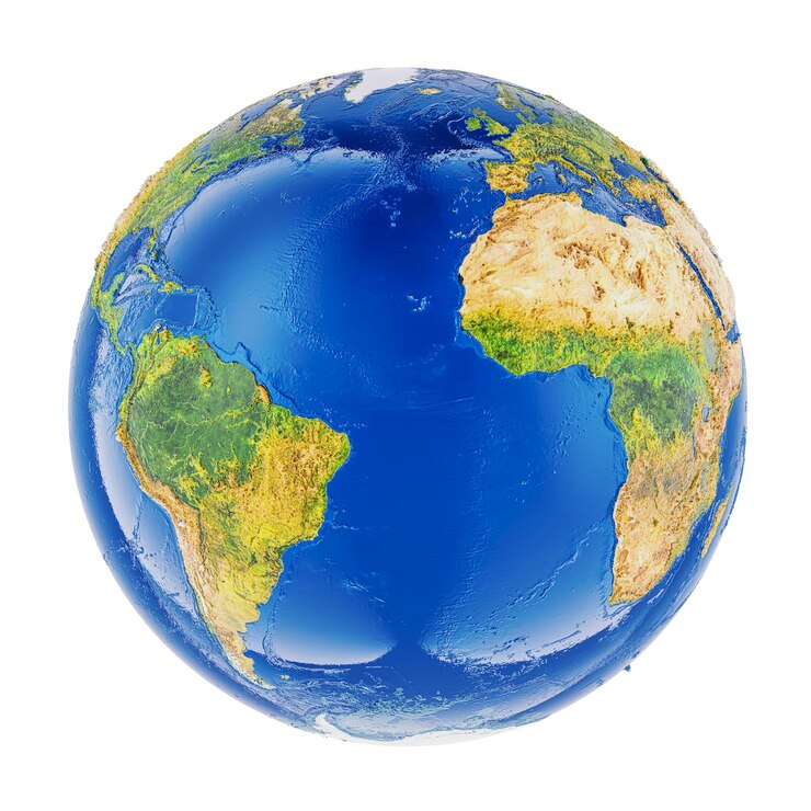 PSD erde-globus planet erde 3d-rendering isoliert auf transparentem hintergrund