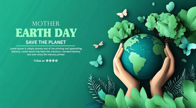 Erde-Tag-Design mit Händen, die den Planeten schützen