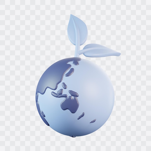 Erde und Pflanze 3D-Symbol