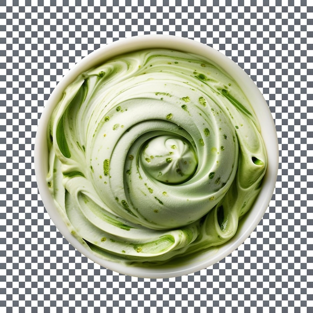 Erfrischende und aromatische matcha-grüntee-eisschale auf transparentem hintergrund