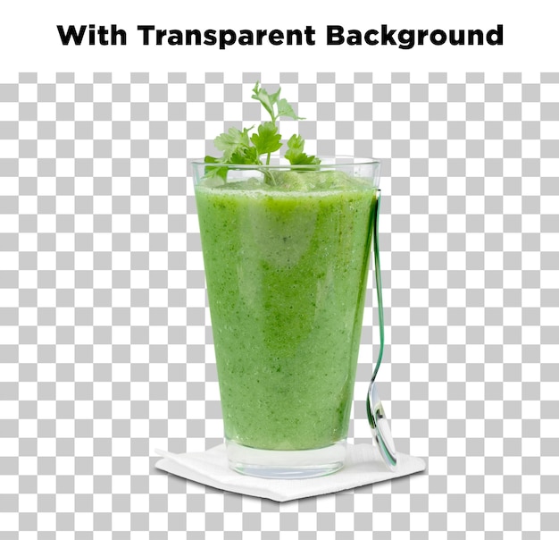 Erfrischender grüner Smoothie auf durchsichtigem Hintergrund