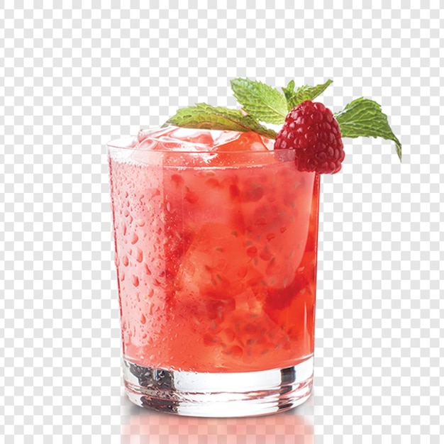 Erfrischender Himbeer-Cocktail mit Minzgarnierung