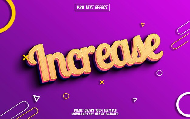 Erhöhen Sie den Text-Effekt, die Schriftart, die bearbeitbar ist, die Typografie, den 3D-Text