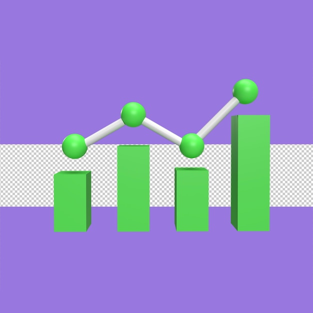 Erhöhen sie graph 3d symbol modell cartoon stil konzept render illustration