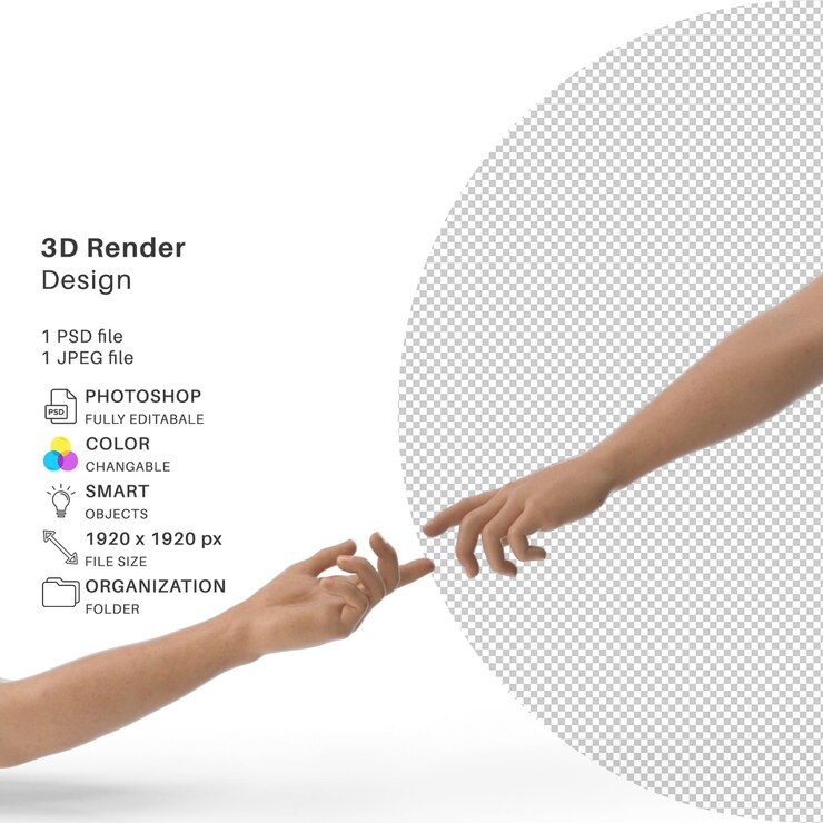 PSD eric hand modelado 3d archivo psd han realista