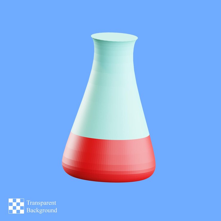 PSD erlenmeyer con liquit ilustración 3d