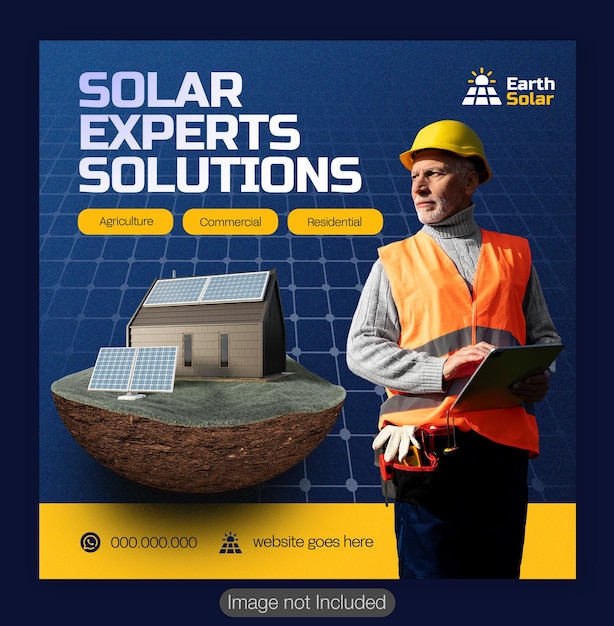 erneuerbare und nachhaltige Sonnenenergie quadratische Social-Media-Banner-Vorlage