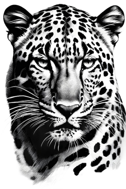 Ernsthaftes, hyperrealistisches tier-tattoo-design mit leopardengesicht