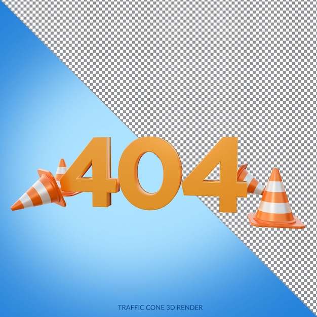 Erorr 404 mit Traffic Cone 3D Render
