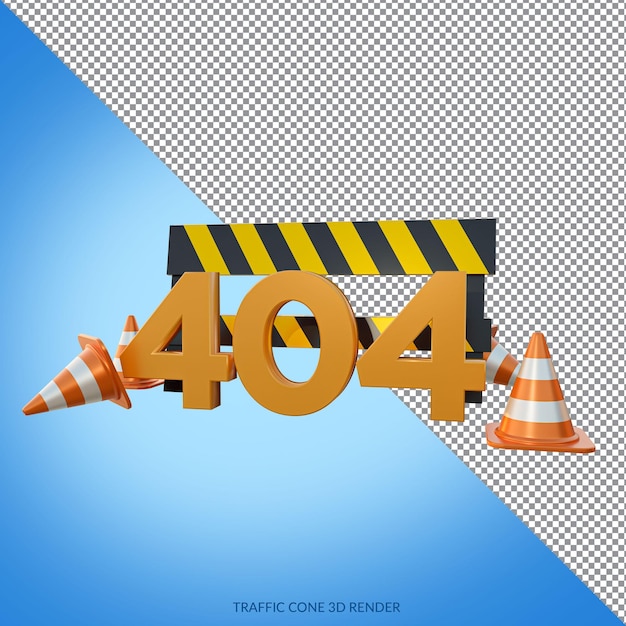 Erorr 404 mit Traffic Cones 3D Render