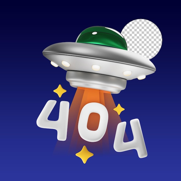 L'erreur UFO 404 est une illustration 3D à l'état vide.