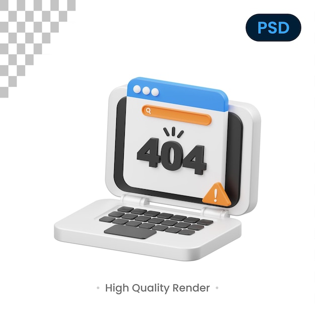 PSD erro 404 ícone 3d premium psd