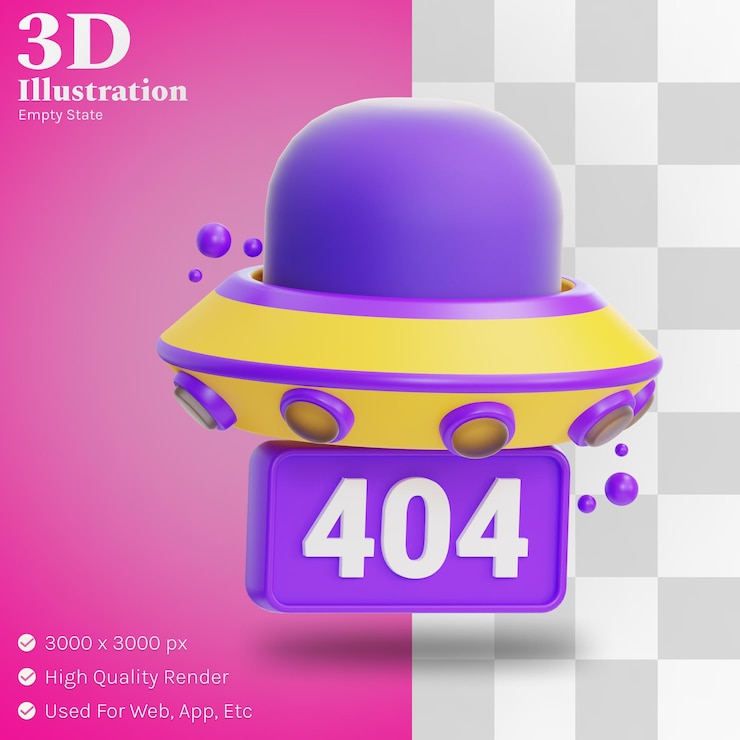 PSD error 404 ilustración 3d