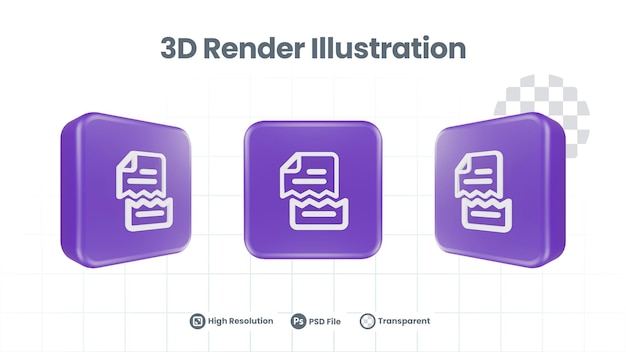 PSD error de archivo de procesamiento 3d icono de riesgo dañado para la promoción de redes sociales de la aplicación móvil web