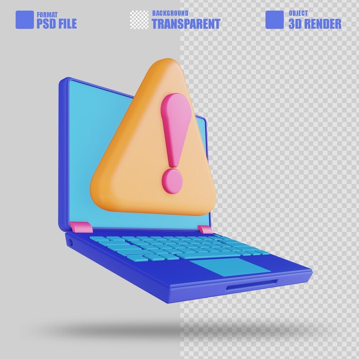 PSD error de código de computadora portátil de ilustración 3d 3