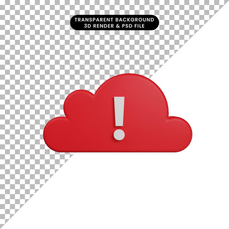 PSD error de icono de nube de procesamiento 3d