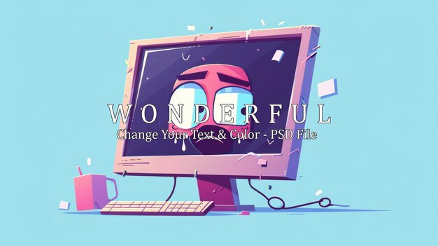 Un error informático Una ilustración de dibujos animados de un error informático
