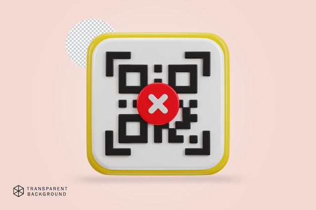 error de pago al escanear código qr código qr icono 3d