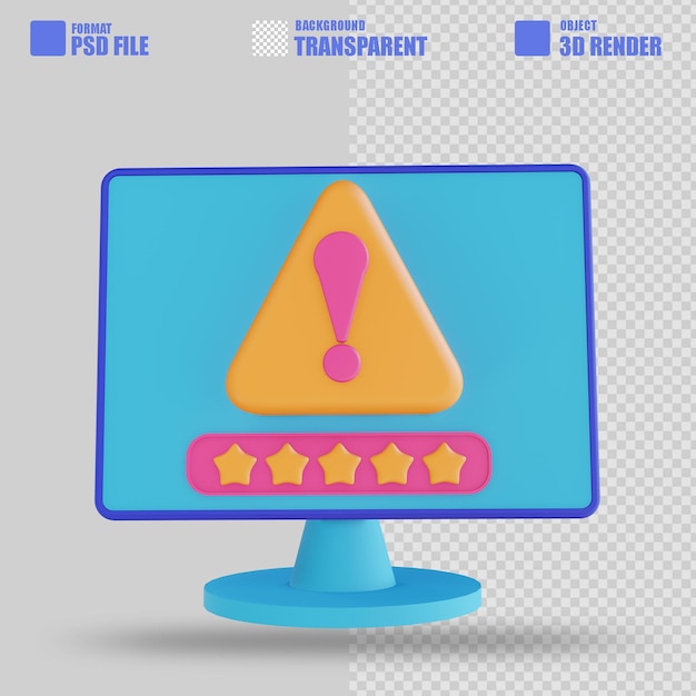 PSD error de seguridad informática de ilustración 3d 3