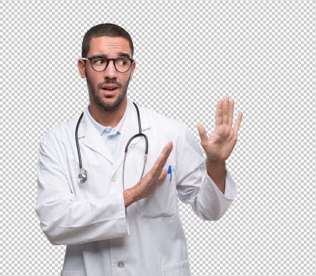 Erschrockene junge Doktoraufstellung