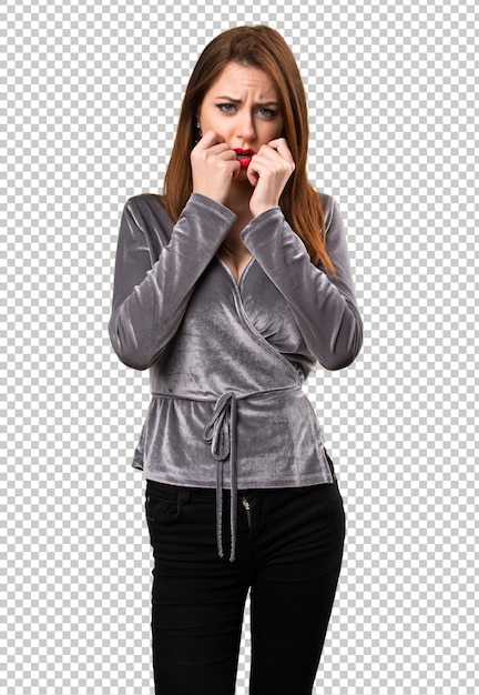 Erschrockenes schönes junges Mädchen