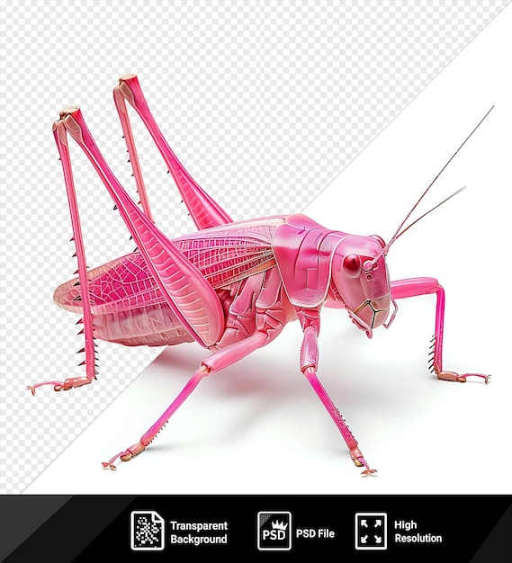 PSD erstaunliche rosa katydid-heuschrecke auf einem isolierten hintergrund