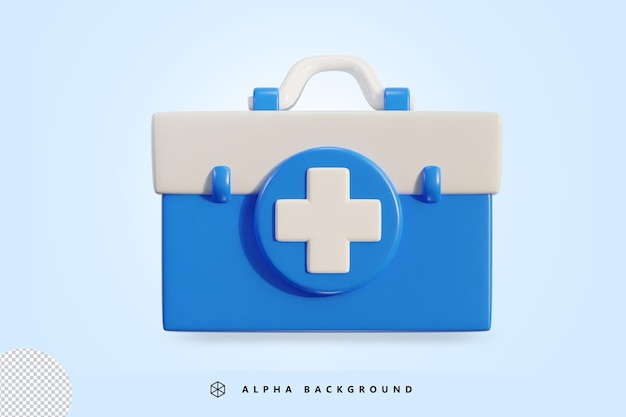 Erste-Hilfe-Set, Krankenwagen, Notfallbox, medizinische Hilfe, Koffer, Notfallkonzept, 3D-Vektorsymbol