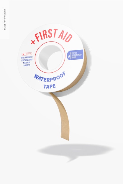 Erste-Hilfe-wasserdichtes Klebeband-Mockup, fallend