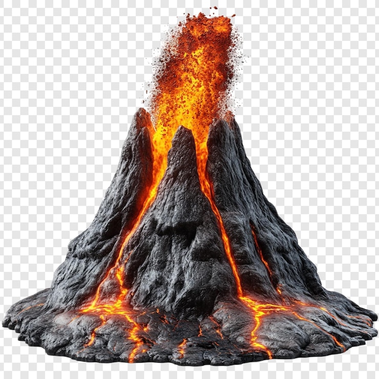 PSD erupción de un volcán espectáculo ardiente de la naturaleza poder crudo