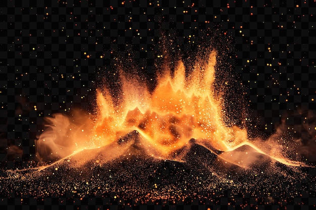 PSD erupción voluminosa con brasas ardientes nubes de ceniza y efecto volcánico arte de superposición de fondo de película fx