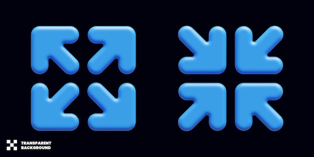 Erweitern und verkleinern Sie das Pfeilsymbol in minimalistischem 3D-Render