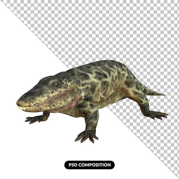 Eryops dinosauro isolato rendering 3d