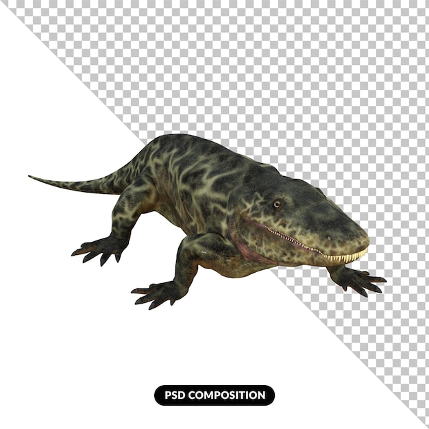Eryops dinosauro isolato rendering 3d
